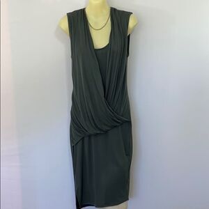 Athleta Dress Grecian Drape Forest Green Dress Excellent NWOT XS/Sm